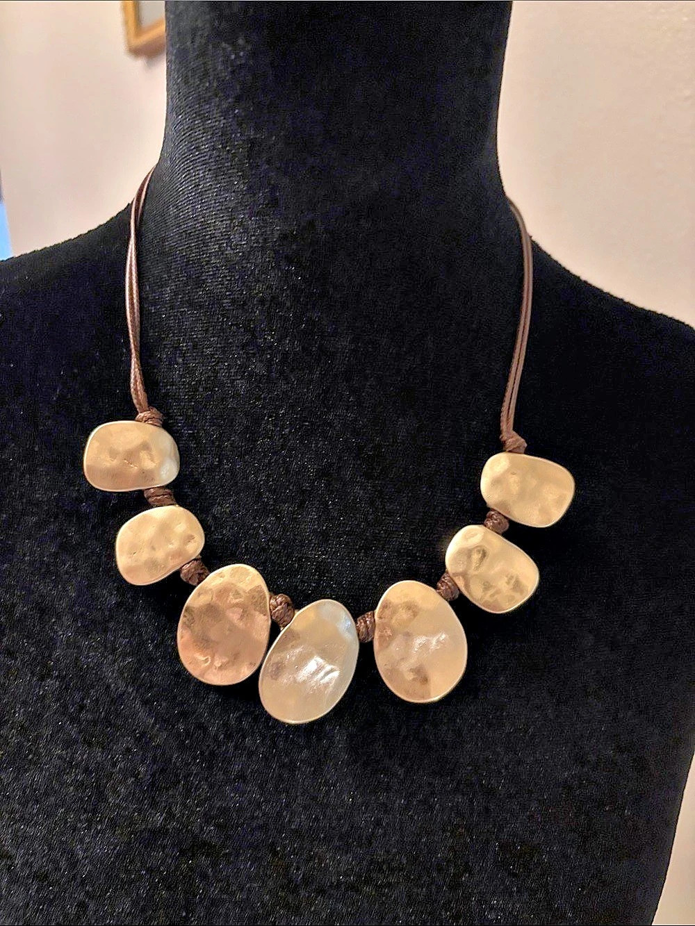 Statement Pendant Necklace in Brown & Gold Like New